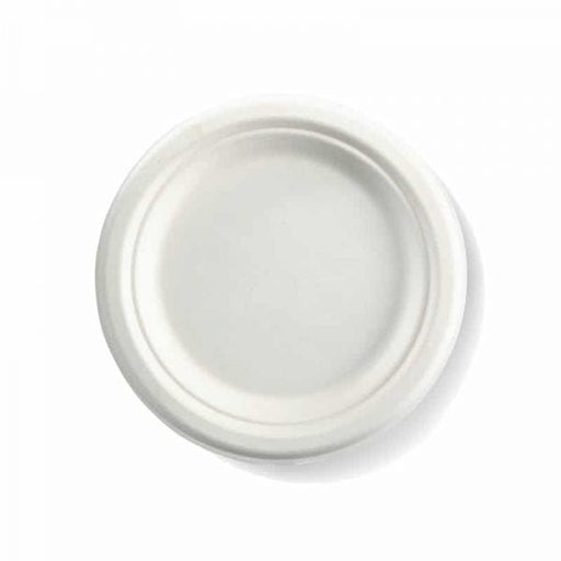 125 Pack | 7″ Round Plate Sugarcane Dinner Plate - Battery Mate