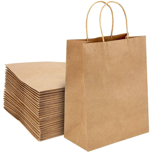 Paper Carry Bags (Brown) 32 x 34 x 15cm Large Size [100 Pack] - Battery Mate