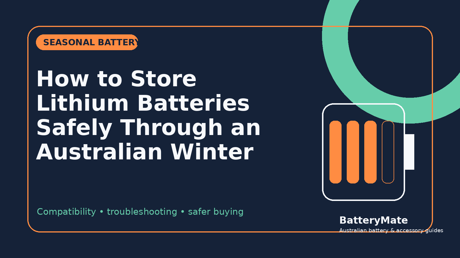 Lithium battery storage through an Australian winter