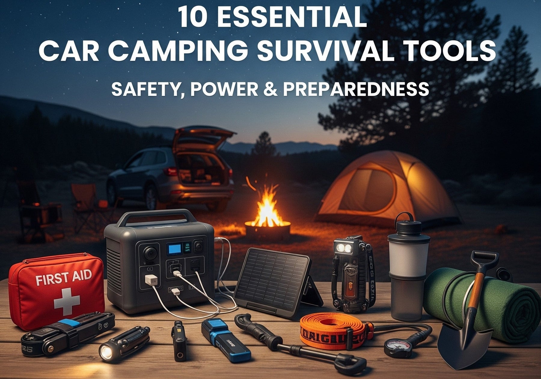 The Ultimate Car Camping Survival Guide: 10 Essential Tools to Keep You Safe, Powered, and Prepared Anywhere - Battery Mate
