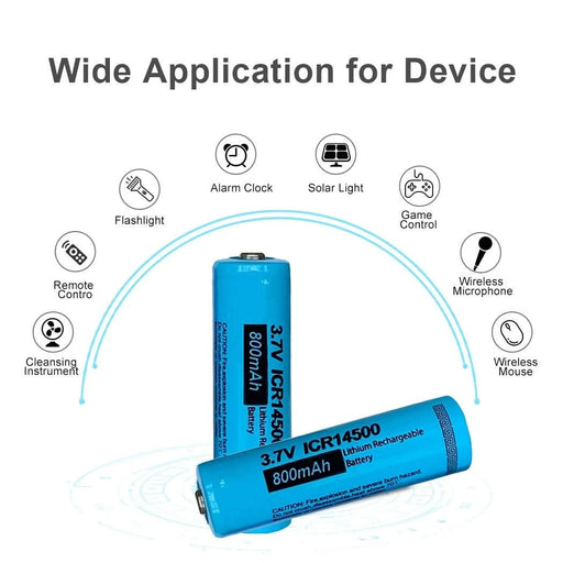 [1 Pack] 14500 3.7V 800mAh AA Li - ion Button Top Rechargeable Batteries | High - Performance Cells for Flashlights & LED Devices (Copy) (Copy) - Battery Mate