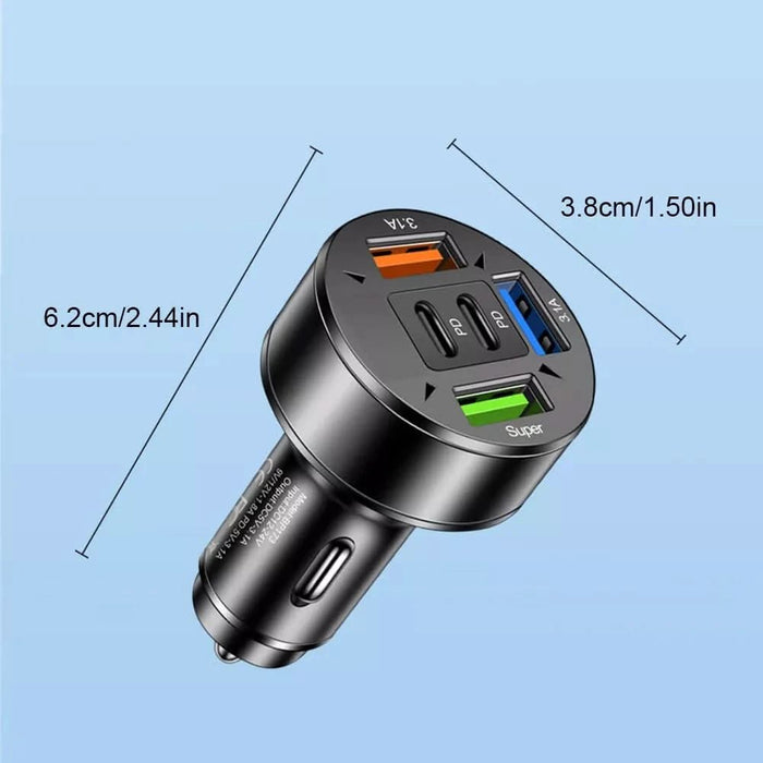 100W Car Charger Adapter | 5 - Port USB & Type - C Fast Charging for Phones, Tablets & Dash Cams – 12V/24V - Battery Mate