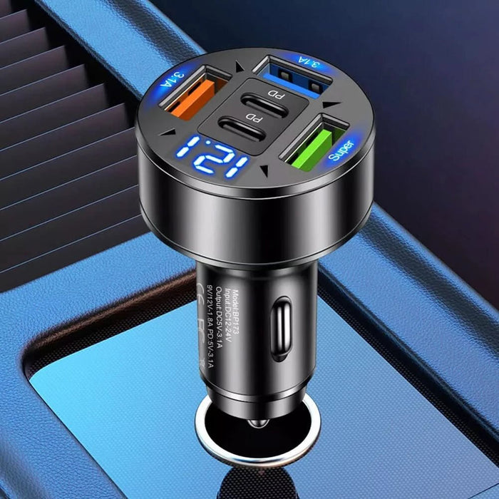 100W Car Charger Adapter | 5 - Port USB & Type - C Fast Charging for Phones, Tablets & Dash Cams – 12V/24V - Battery Mate