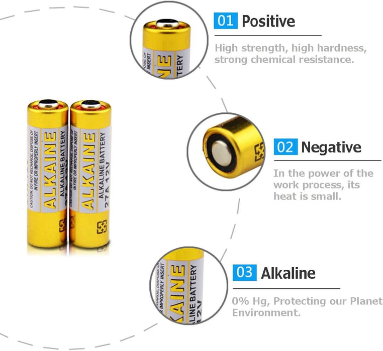 10X Alkaline Batteries 27A 12V MN27 LR27A A27 L828 V27GA Battery Garage Remote - Battery Mate
