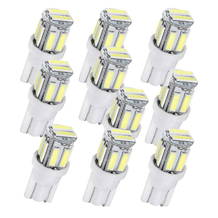 10x T10 W5W LED Car Bulbs – 7020 10 - SMD Cool White Wedge Lights for Dome, Map, Interior & License Plates (Copy) - Battery Mate