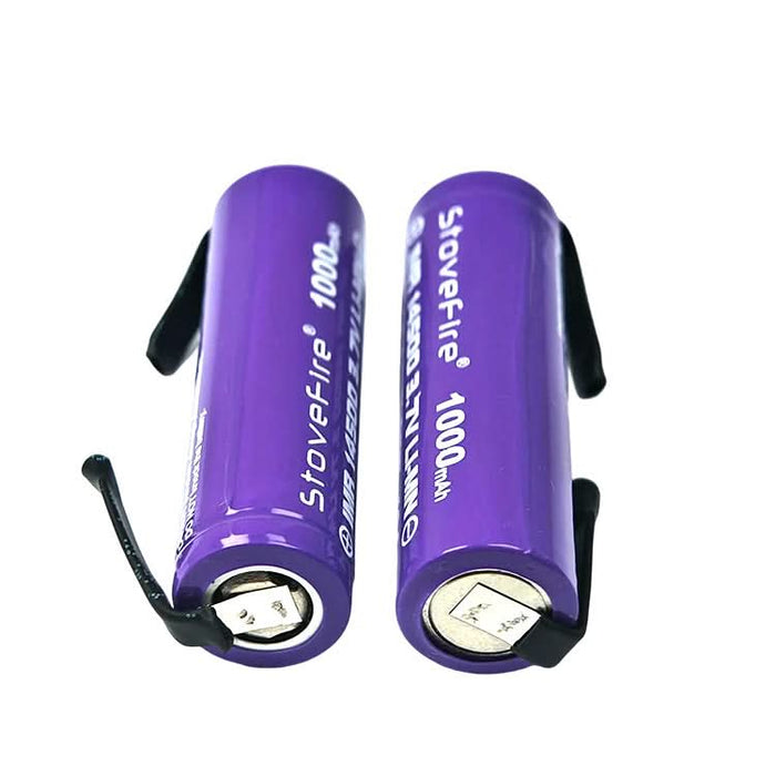 [2 Pack] 14500 1000mAh AA - Size 3.7V Li - ion Rechargeable Batteries with Solder Tabs | High - Performance Cells for Hair Clippers & Beard Shavers (Copy) (Copy) - Battery Mate