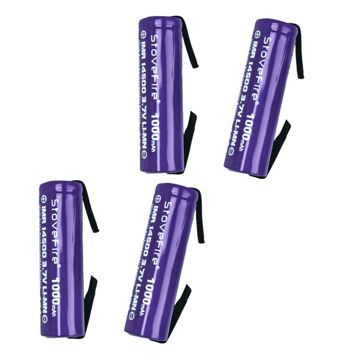 [2 Pack] 14500 1000mAh AA - Size 3.7V Li - ion Rechargeable Batteries with Solder Tabs | High - Performance Cells for Hair Clippers & Beard Shavers (Copy) (Copy) - Battery Mate