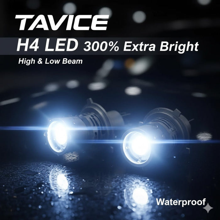 [2 Pack] 1600LM LED H4 Headlight Globes Bulbs Conversion Kit Car Light High + Low Beam Waterproof - Battery Mate