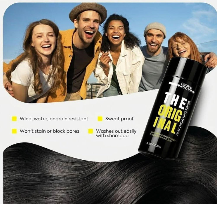 [2 PACK] PROVE NOTHING Hair Building Fibers 56g Hair Thickening Fibers for Thinning Hair Instantly Fills Bald Spots & Hair Loss Areas Natural Black, Long - Lasting Volume for Men & Women (Black) - Battery Mate