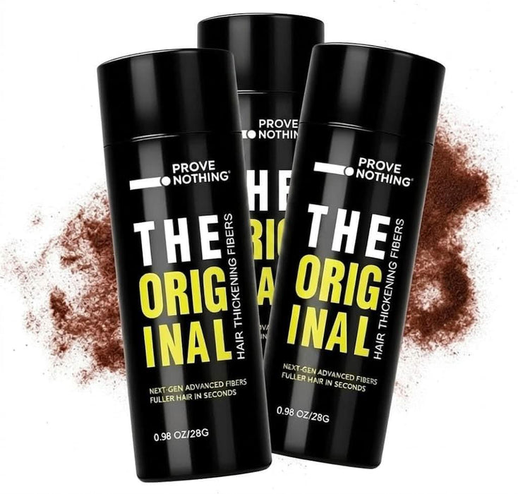 [3 PACK] PROVE Nothing 86g VALUE PACK PN Hair Fibers for Thinning Hair & Bald spots (DARK BROWN) - 3x 28g Bottles - Conceals Hair Loss in Seconds - Hair Powder for Women & Men | Designed in Australia (Medium Brown) - Battery Mate