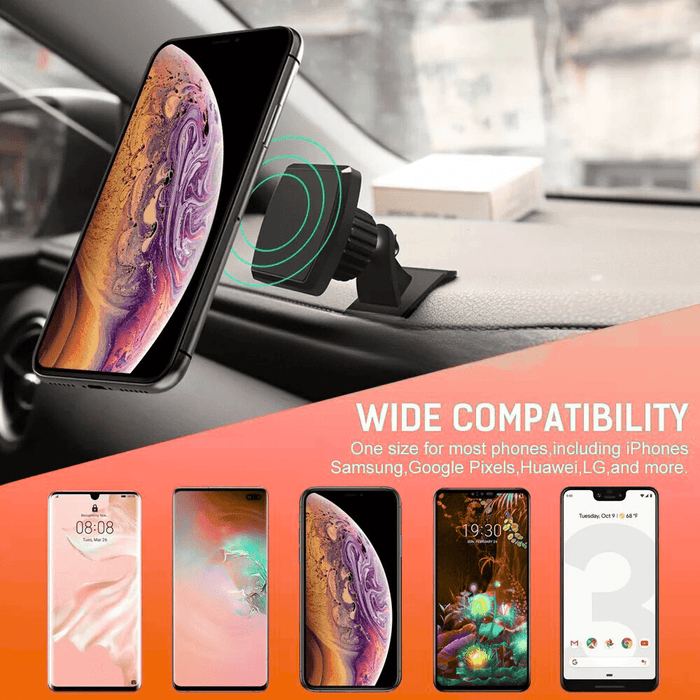 360° Magnetic Dashboard Phone Mount – Universal Stick - On Car Holder for iPhone & Samsung - Battery Mate