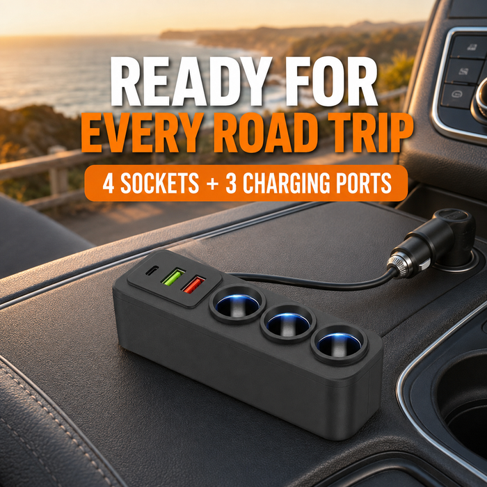 TAVICE 4-Way Car Cigarette Lighter Socket Splitter 12V/24V Power Adapter with USB Charging Ports