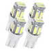 4x T10 W5W LED Car Bulbs – 7020 10 - SMD Cool White Wedge Lights for Dome, Map, Interior & License Plates - Battery Mate