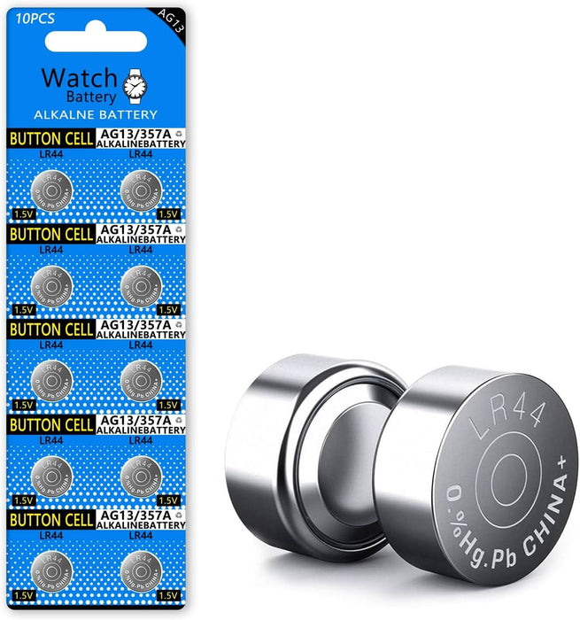 [5 Pack] LR44 High Capacity AG13 357 303 SR44 Battery Premium Alkaline Battery 1.5V Button Coin Cell Batteries (Copy) - Battery Mate