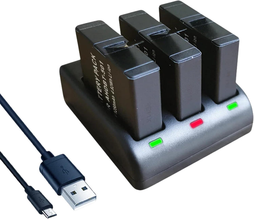 TAVICE Ultra Fast Charging USB Triple Charger for GoPro Hero 8 7 6 5 Action Camera | Multi Battery Fast Smart Charging Dock