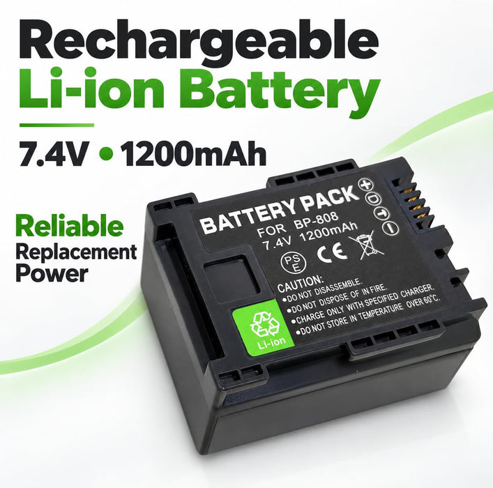 TAVICE BP-807 BP-807D BP-808 BP-808D BP-809 BP-809B BP-809S Replacement Battery Compatible with Canon Camcorders