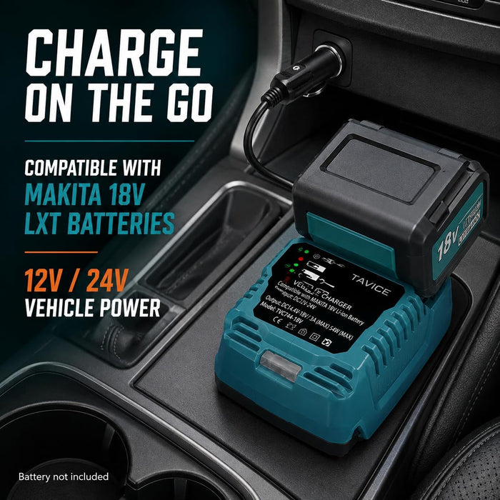 TAVICE Cigarette Lighter Socket Adapter Compatible with Makita 18V LXT Battery Mini Car Charger Power Adapter