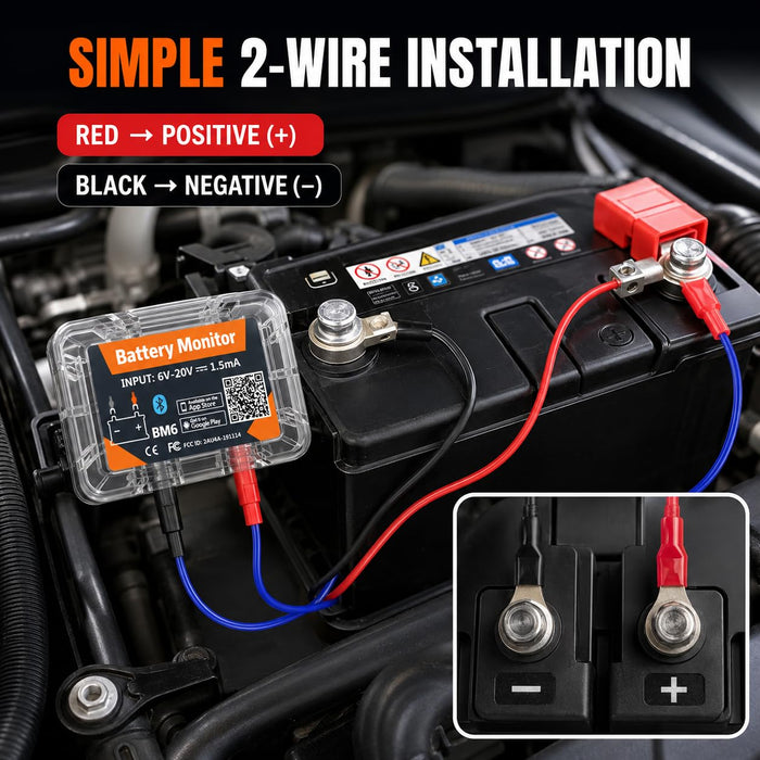TAVICE Bluetooth 4.0 12V Car Battery Monitor BM6 Wireless Battery Health Tester with App