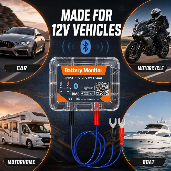 TAVICE Bluetooth 4.0 12V Car Battery Monitor BM6 Wireless Battery Health Tester with App