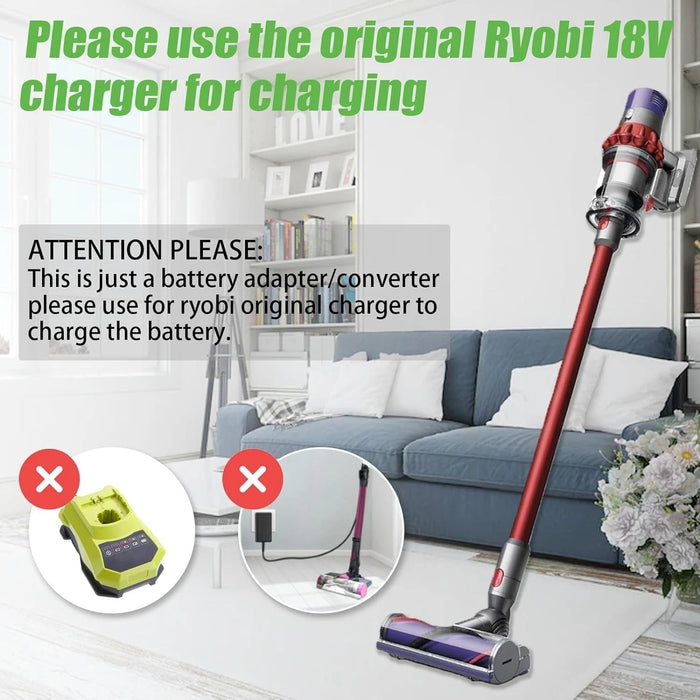 TAVICE Battery Adapter Compatible with Ryobi 18V Battery to Dyson V10 Vacuum Battery Converter