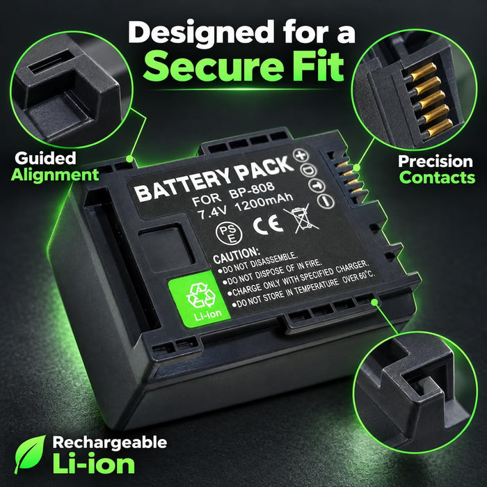 TAVICE BP-807 BP-807D BP-808 BP-808D BP-809 BP-809B BP-809S Replacement Battery Compatible with Canon Camcorders