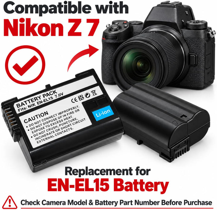 TAVICE EN-EL15C Replacement Battery Compatible with Nikon Z7 Mirrorless Camera