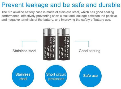 (8 Pack) LR1 N Size 1.5V Alkaline Batteries – Long - Lasting Replacement Power Cells for Everyday Devices - Battery Mate