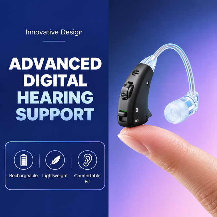 TAVICE Rechargeable Dual Behind-the-Ear Sound Amplifier with Noise Reduction and Long Battery Life | USB Charging | Discreet Design