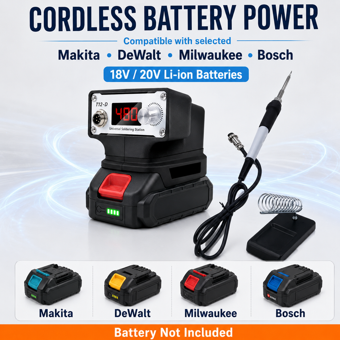 TAVICE 70W Cordless Soldering Iron Compatible with Milwaukee Makita DeWalt 18V Batteries, 150-480C Digital Temperature Control