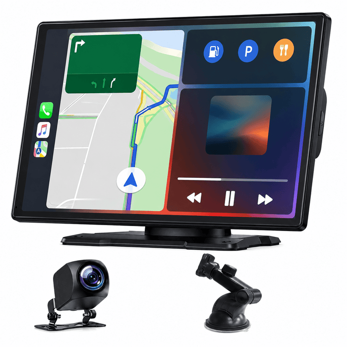 9" Portable Wireless Apple CarPlay Car Stereo FM Radio Touch Screen Head Unit GPS - Battery Mate