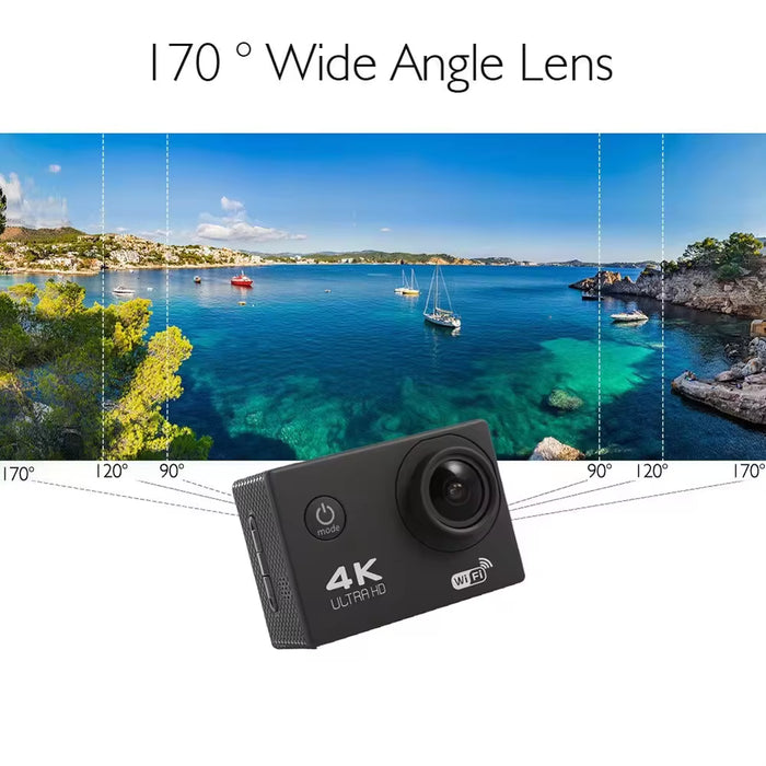 Tavice 4K Action Cam with WiFi Waterproof Sports Camera | 4K Video | Remote Loop Recording | Motion Detection | 170° Wide Angle.