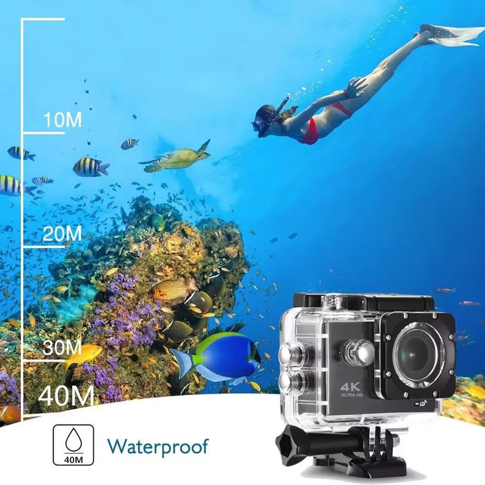 Tavice 4K Action Cam with WiFi Waterproof Sports Camera | 4K Video | Remote Loop Recording | Motion Detection | 170° Wide Angle.