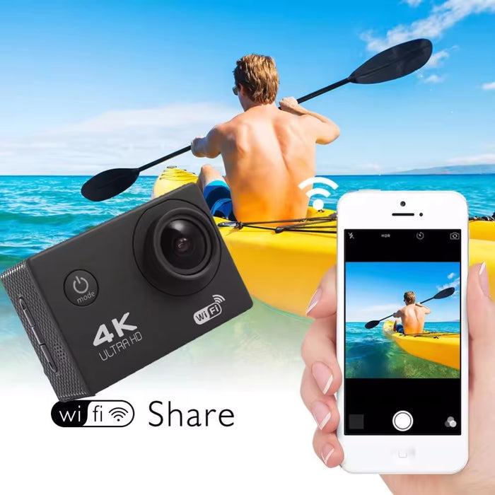Tavice 4K Action Cam with WiFi Waterproof Sports Camera | 4K Video | Remote Loop Recording | Motion Detection | 170° Wide Angle.