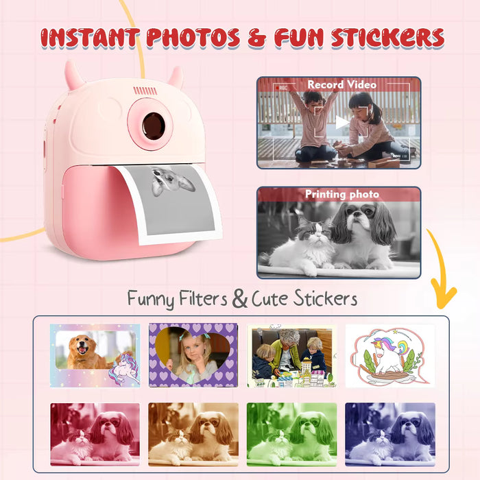 Kids Digital Camera High Quality Instant Print | CMOS Imaging Sensor Filter Function | BLUE.