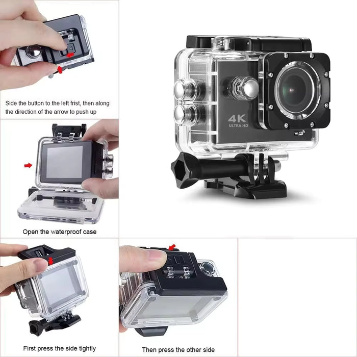 Tavice 4K Action Cam with WiFi Waterproof Sports Camera | 4K Video | Remote Loop Recording | Motion Detection | 170° Wide Angle.
