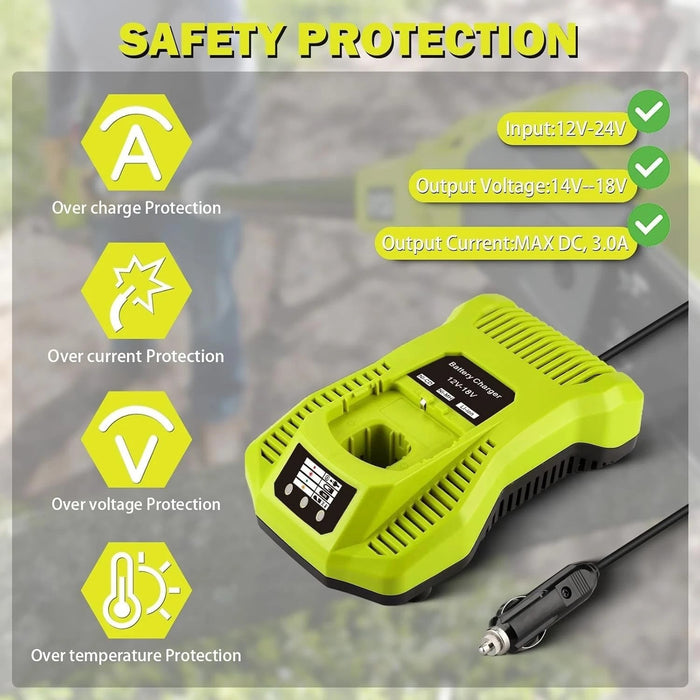 TAVICE Car Charger Compatible with Ryobi ONE+ 12V-18V P102 P105 P108 Li-Ion NiCd NiMH Batteries