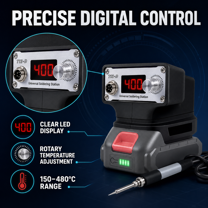 TAVICE 70W Cordless Soldering Iron Compatible with Milwaukee Makita DeWalt 18V Batteries, 150-480C Digital Temperature Control