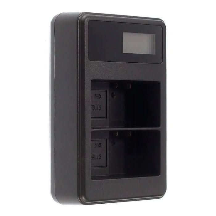 [Combo Pack] 2x EN - EL15 2550mAh Rechargeable Batteries with LCD Dual USB Charger | Replacement for Nikon D7000, D7100, D7200, D750, D800, D810, D600, D610 (2 Batteries + Charger) - Battery Mate