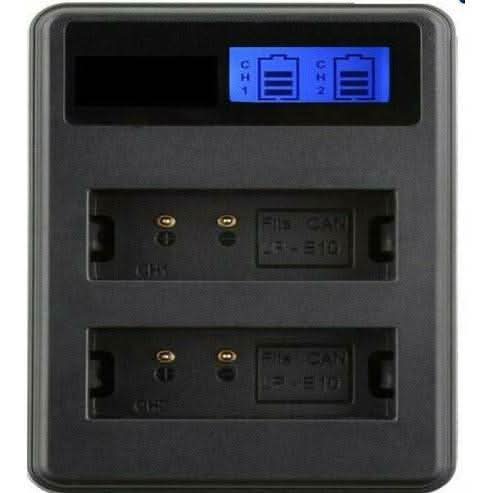 [Combo Pack] 2x LP - E10 2550mAh Rechargeable Batteries with LCD Dual USB Charger | Replacement for Canon EOS 1500D, 1300D, 1200D, 1100D, Kiss X50, 3000D (2 Batteries + Charger) - Battery Mate