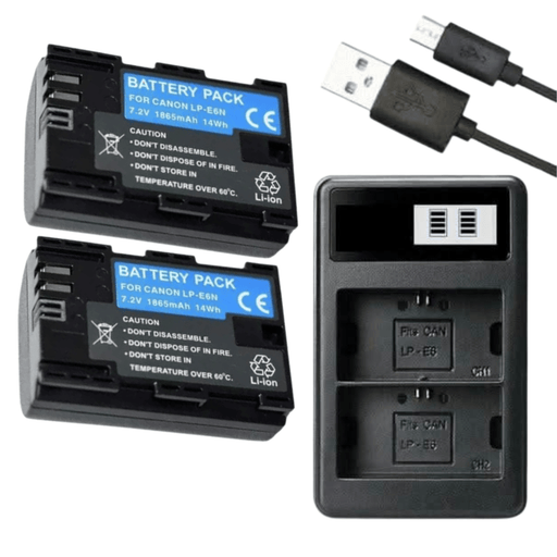 [Combo Pack] 2x LP - E6 3150mAh Rechargeable Batteries with Dual USB Charger | Replacement for Canon EOS 5D Mark III/II, 6D, 7D, 80D, 70D, 60D (2 Batteries + Charger) - Battery Mate