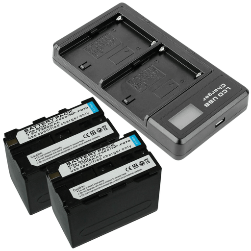 [Combo Pack] 2x NP - F970 8700mAh Rechargeable Batteries with Smart LCD USB Charger | Replacement for Sony NP - F970 / NP - F960 (2 Batteries + Charger) - Battery Mate