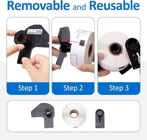 Compatible Brother DK - 11208 Die - Cut Paper Label Roll with Black Text on White - Battery Mate
