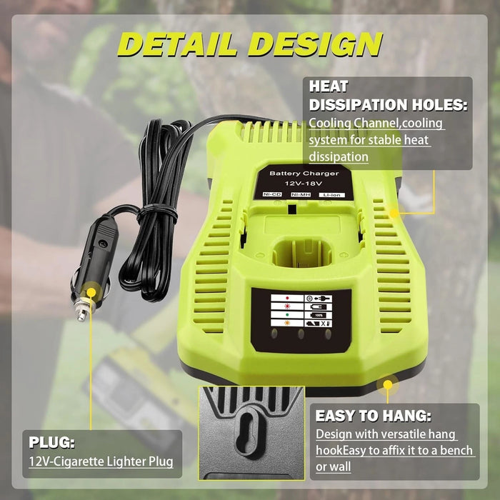 TAVICE Car Charger Compatible with Ryobi ONE+ 12V-18V P102 P105 P108 Li-Ion NiCd NiMH Batteries
