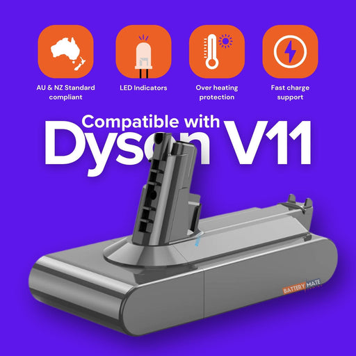 Dyson V11 Screw - in Compatible Battery & Charger – Long‑Life Tavice Replacement for SV16 Outsize and V15 Detect - Battery Mate