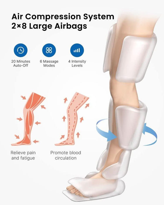Leg Massager for Circulation and Relaxation, Calf Feet Thigh Massage, 6 Modes - Battery Mate