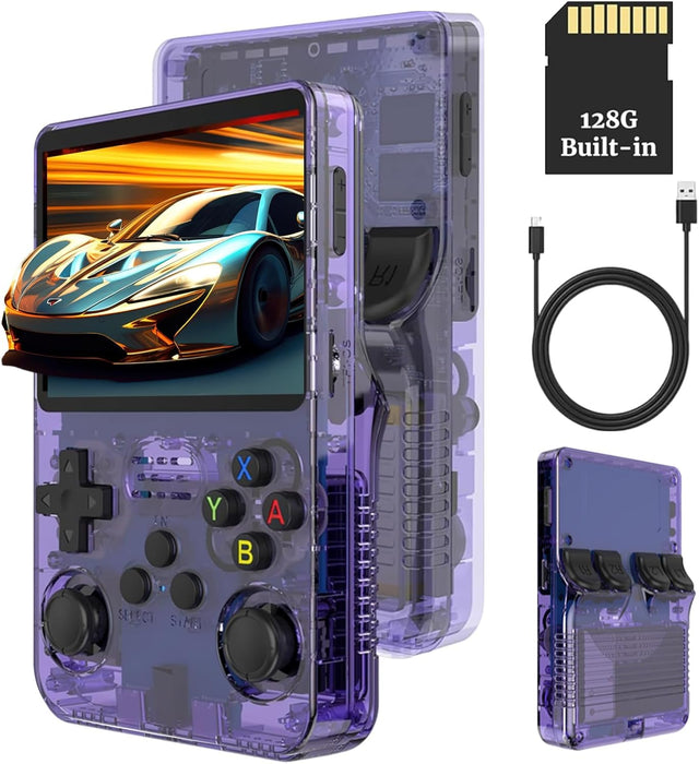 R36S Retro Handheld Console with 3.5" IPS Screen and 128GB of Games - Battery Mate