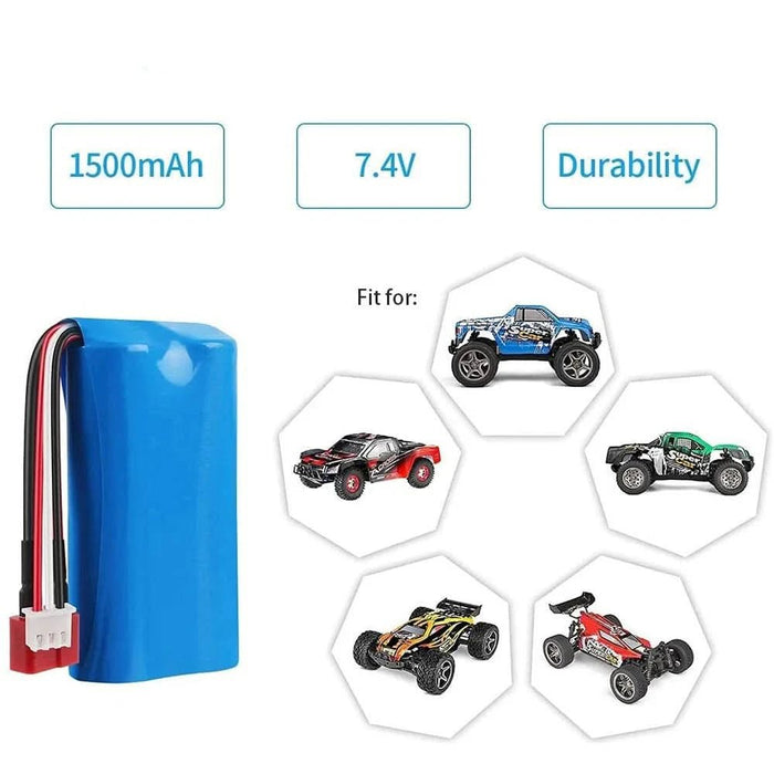 Rechargeable 18650 7.4V 1500mAh Li - Ion Battery Pack – Replacement for WL Toys 12427/12428 Series - Battery Mate