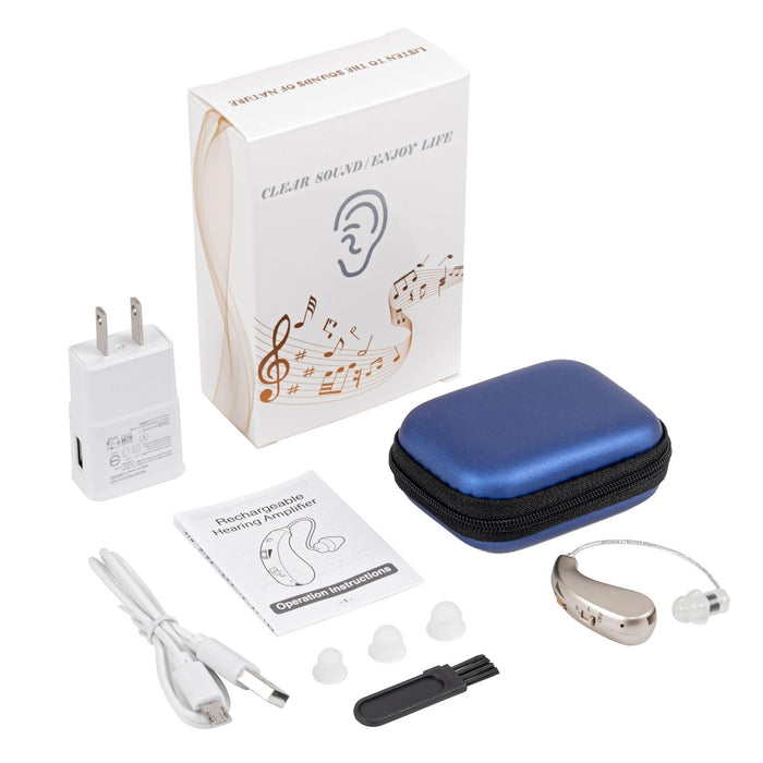 Rechargeable Digital Hearing Aid Behind The Ear | Sound Amplifier Invisible | Noise Reduction Chip - Battery Mate