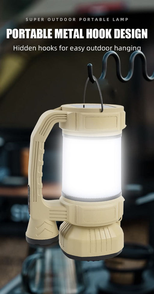 Rechargeable Solar Camping Lantern & LED Flashlight – 9 Light Modes - Battery Mate