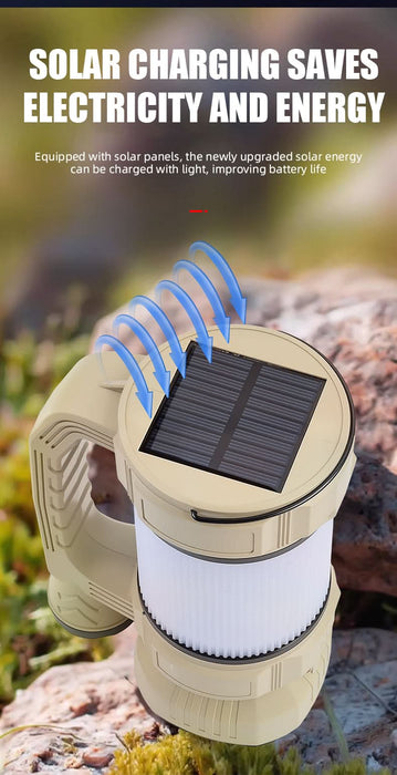 Rechargeable Solar Camping Lantern & LED Flashlight – 9 Light Modes - Battery Mate